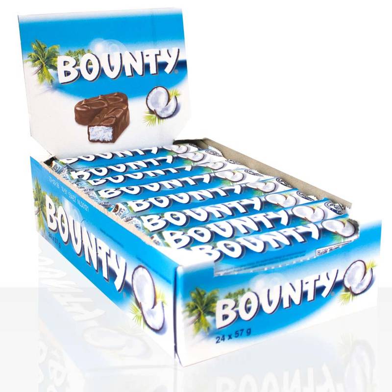 BOUNTY® Schokoriegel, Schokolade & Kokos, 24 Riegel in einer Packung, Großpackung, 24x57g